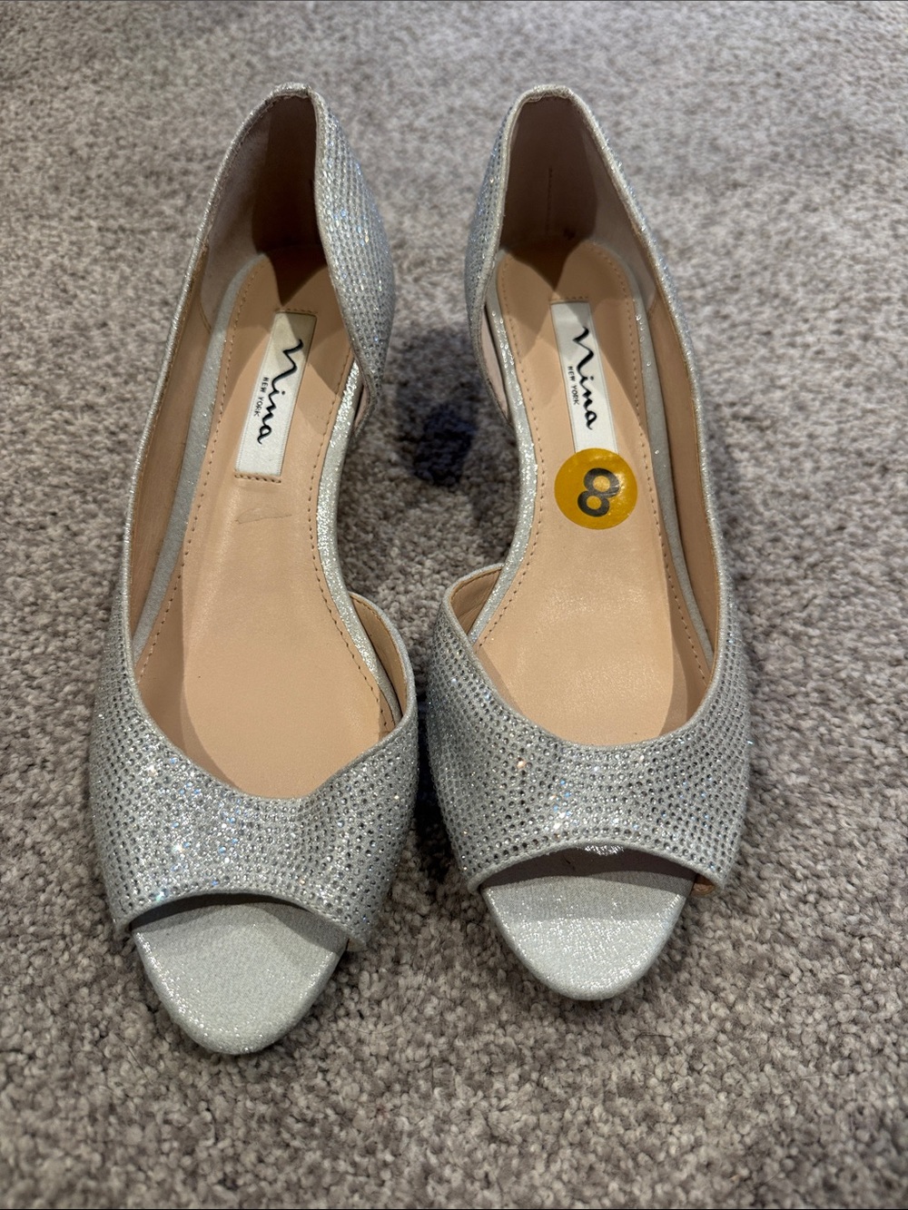 Nina Silver Crystal Peep-Toe Pumps